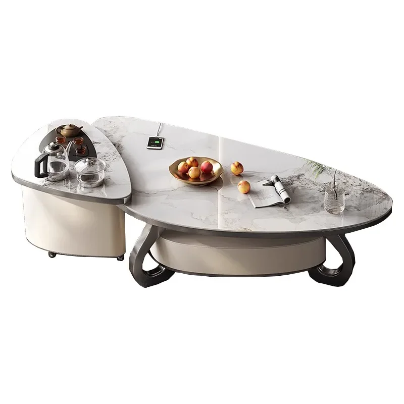 

Modern simple coffee table tea cart combination, multi-functional tea table with kettle integrated, special-shaped tea table