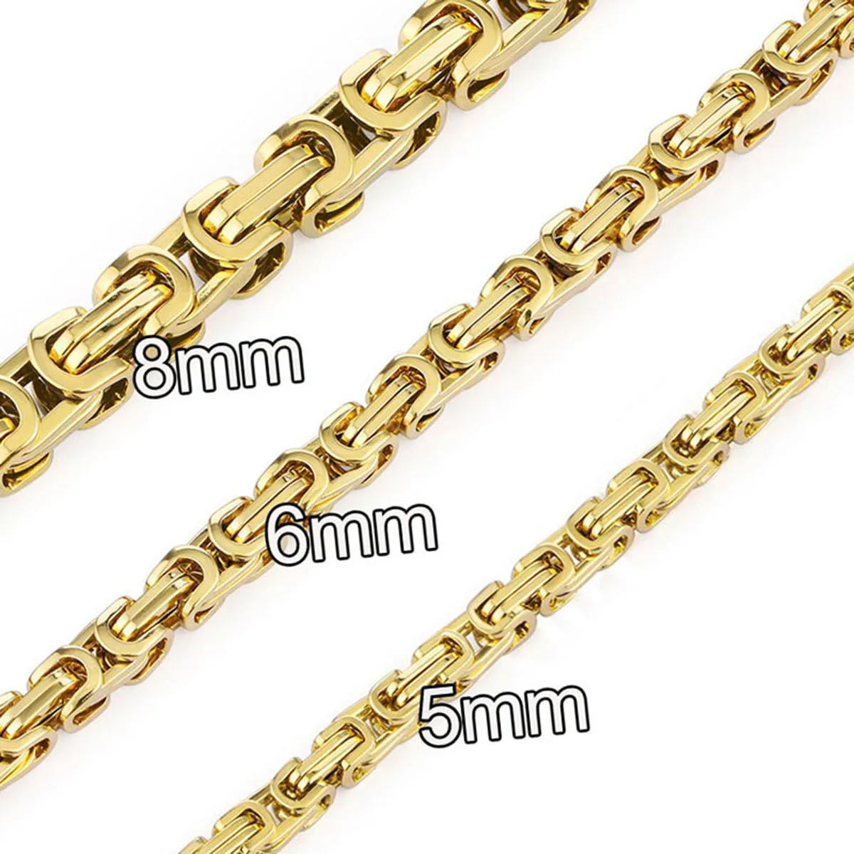 Schwere byzantinische lange Kette Halsketten Edelstahl starke dicke Gliederkette Halskette Hip Hop Punk männlichen Schmuck für Männer Rapper – Detail 2