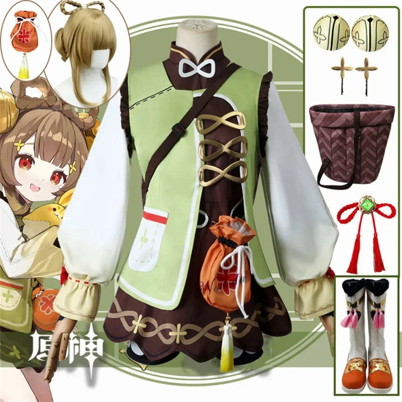 Coslan Yaoyao anime cosplay costume women kids anime lolita dress lovely uniform Yao Yao wig Halloween costume full set