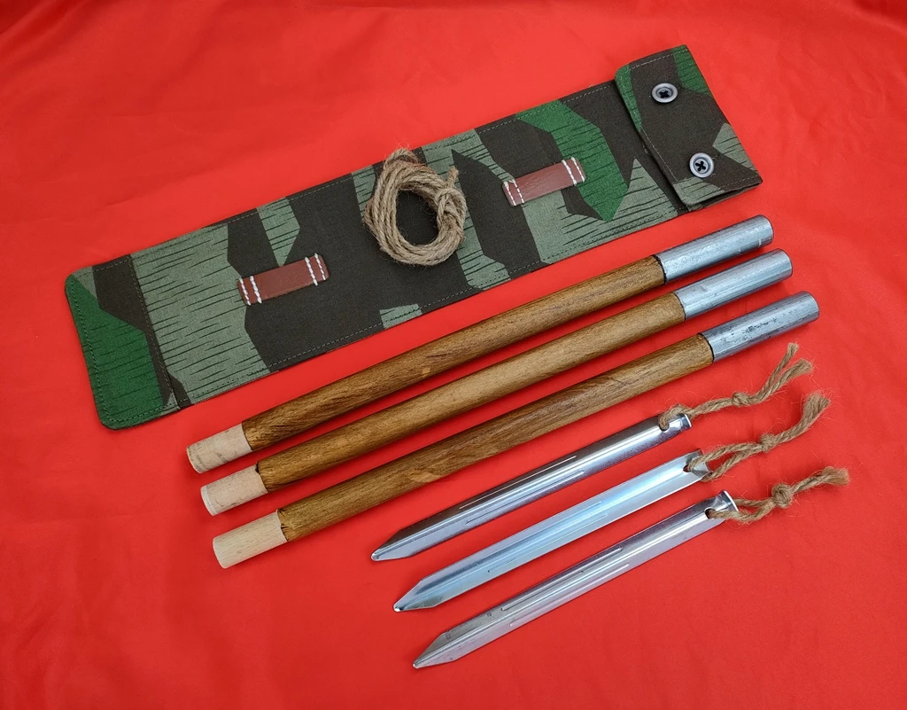 TOMBJ Replica  WWII WW2 GERMAN ARMY  SPLINTER CAMO CAMOUFLAGE CANVAS ZELTBAHN TENT POLES STAKES SET