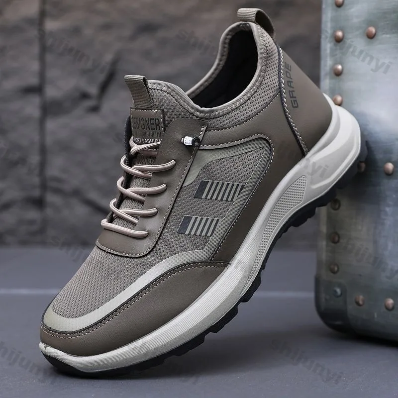 

2023 летние новые мужские модные противоскользящие кроссовки на танкетке с мягкой подошвой, легкая удобная повседневная обувь с дышащей сеткой