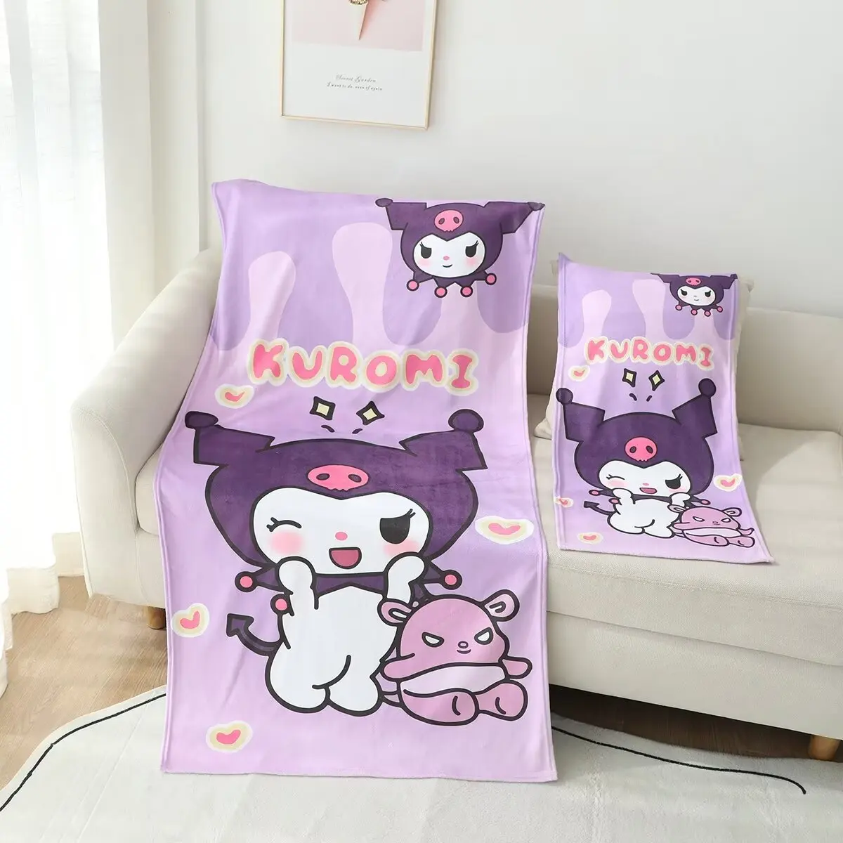 

Мультяшные бытовые полотенца для лица Sanrio Mymelody Kuromi 60*35 см, полотенце из микрофибры для спортзала, спортивный халат для душа, спа, дома