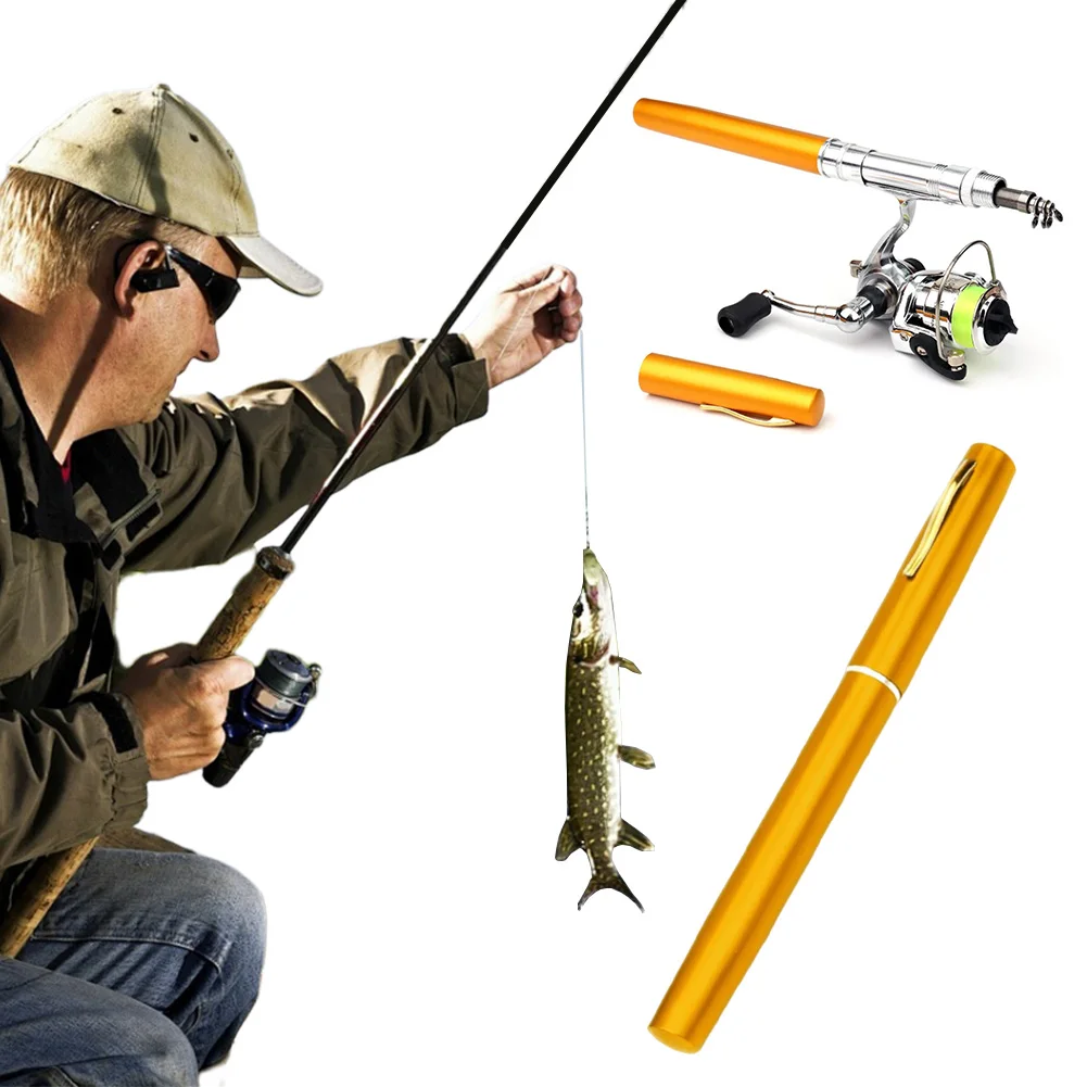

Mini Portable Pocket Fish Pen Shape Fishing Rod Pole Reel Telescopic Fishing Rod with Reel Fishing Pole Kit for Outdoor Fishing
