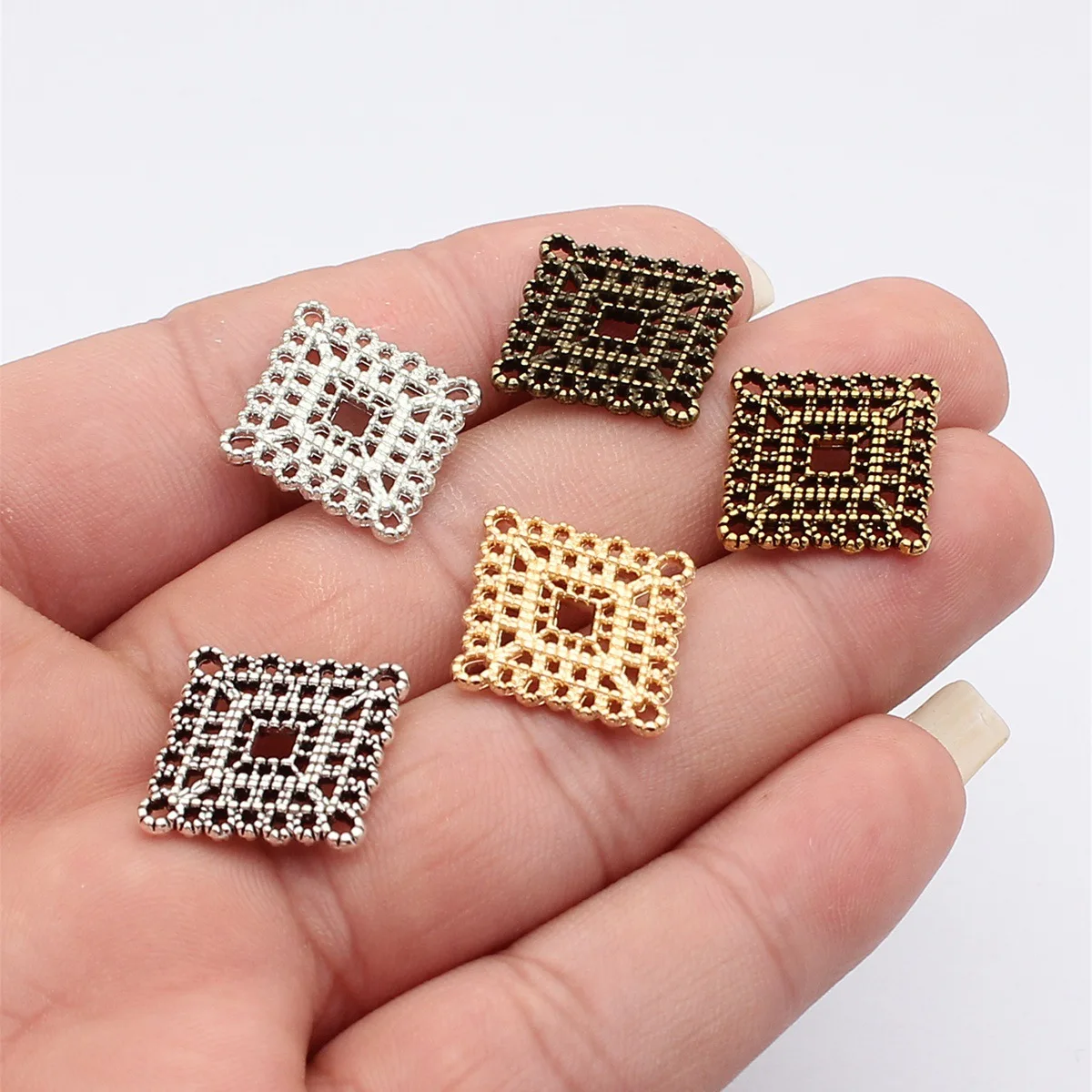 WYSIWYG 10pcs 24x22mm 5 Colors Hollowed-Out Rhombus Connector For DIY Jewelry Making