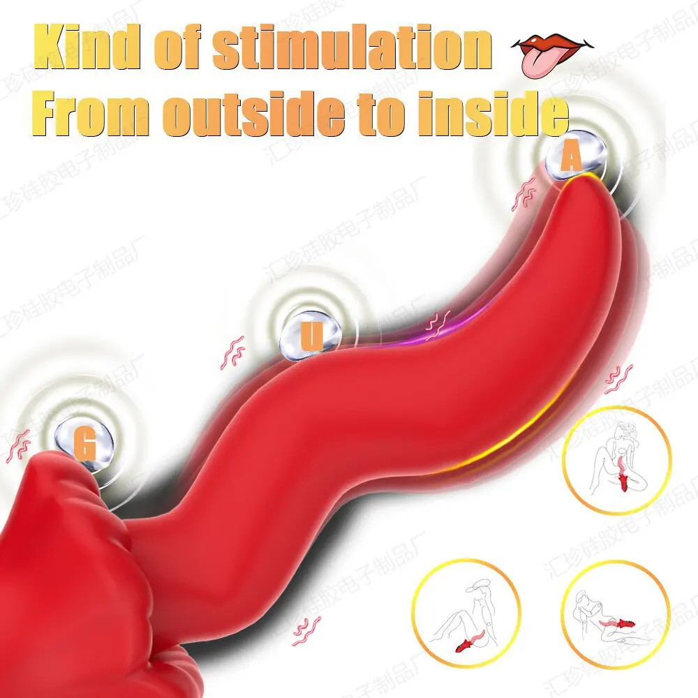 New Display Tongue Creeping  Stick Lipstick Double Vibration Clitoral Insertion Button G-spot Massager Sex Toy vagina  silicona