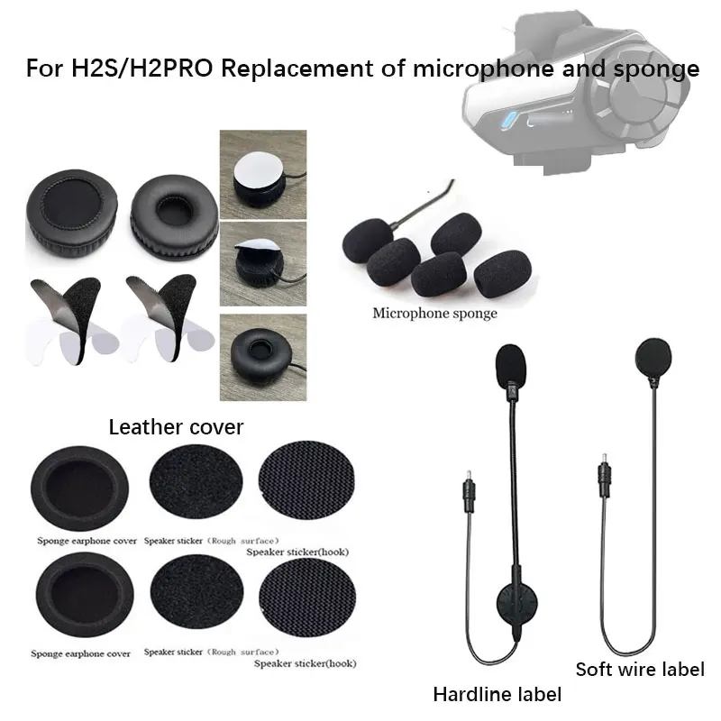 For Moman Motorcycle Intercom H2S/H2PRO Accessories Microphone and sponge cover and leather cover