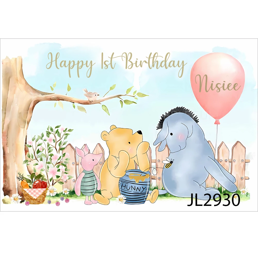 خلفيات كرتونية ويني ذا بوه للتصوير الفوتوغرافي للأولاد لحفلات أعياد الميلاد الأولى لاستوديو الصور حسب الطلب