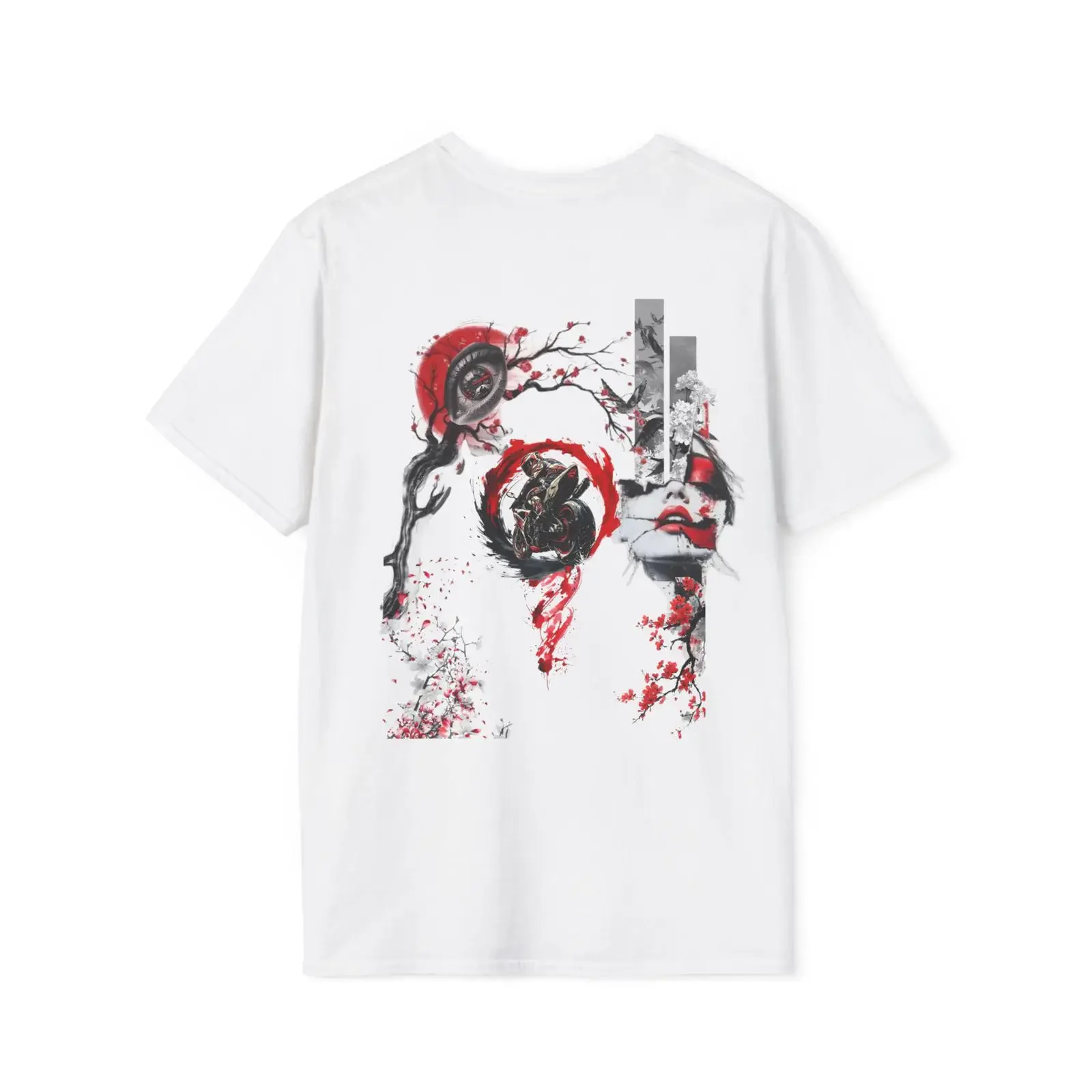 Japanese Aesthetic Cherry Blossom Geisha Samurai White T shirt vintage Washed Unisex Top For Everyday Wear graphic streetwear