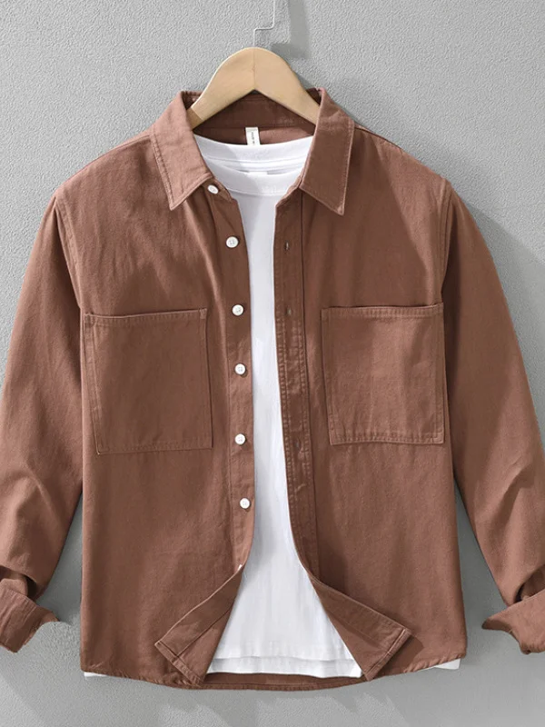 

Spring New Sle Japanese Workwear Long Sve Casual irt Men's Faion Versatile Haome Cotton irt Jaet Top