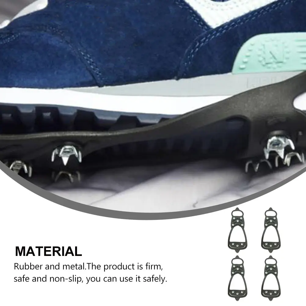 

4Pcs Ice Crampons Anti-Slip Shoe Cover Stretchable Non-Skid Design for Hiking Snowfield Climbing Lightweight Durable Outdoor