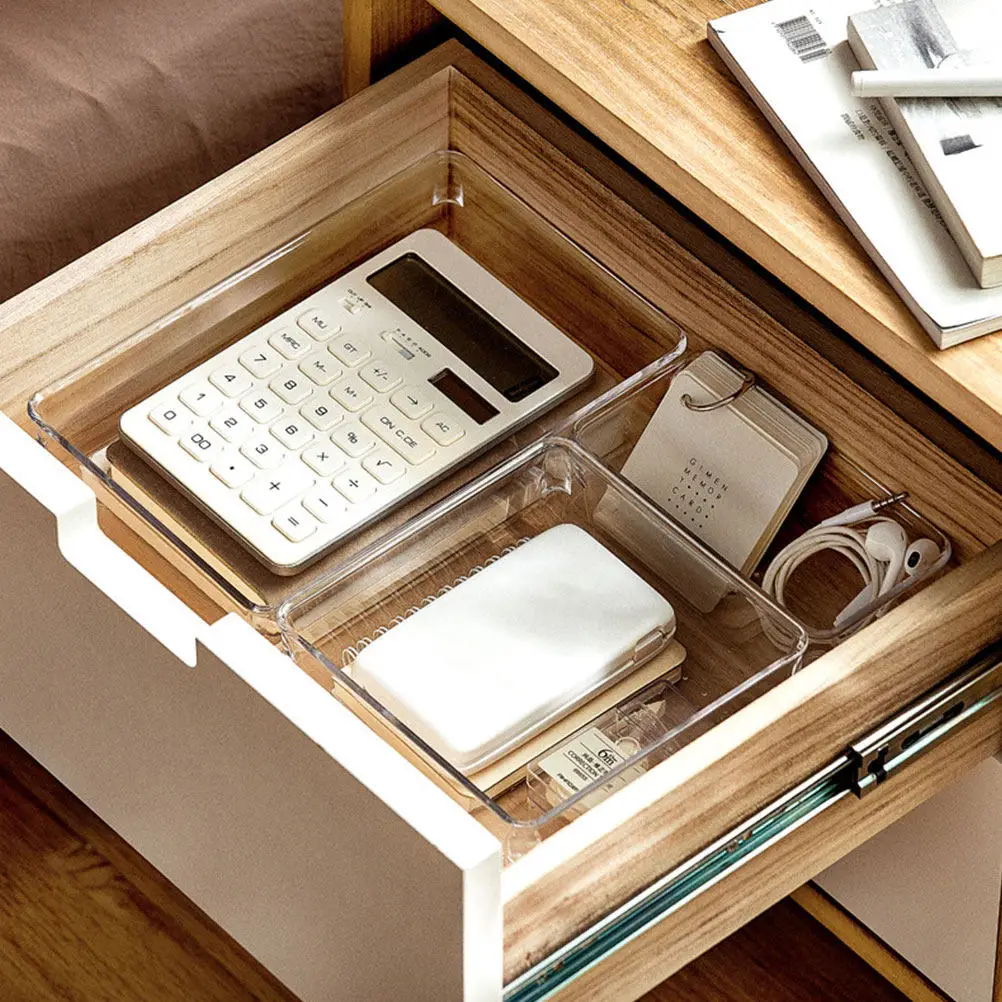 

Набор из 6 прозрачных контейнеров для хранения: органайзеры для дома и офиса, для посуды и мелочей, многофункциональные коробки