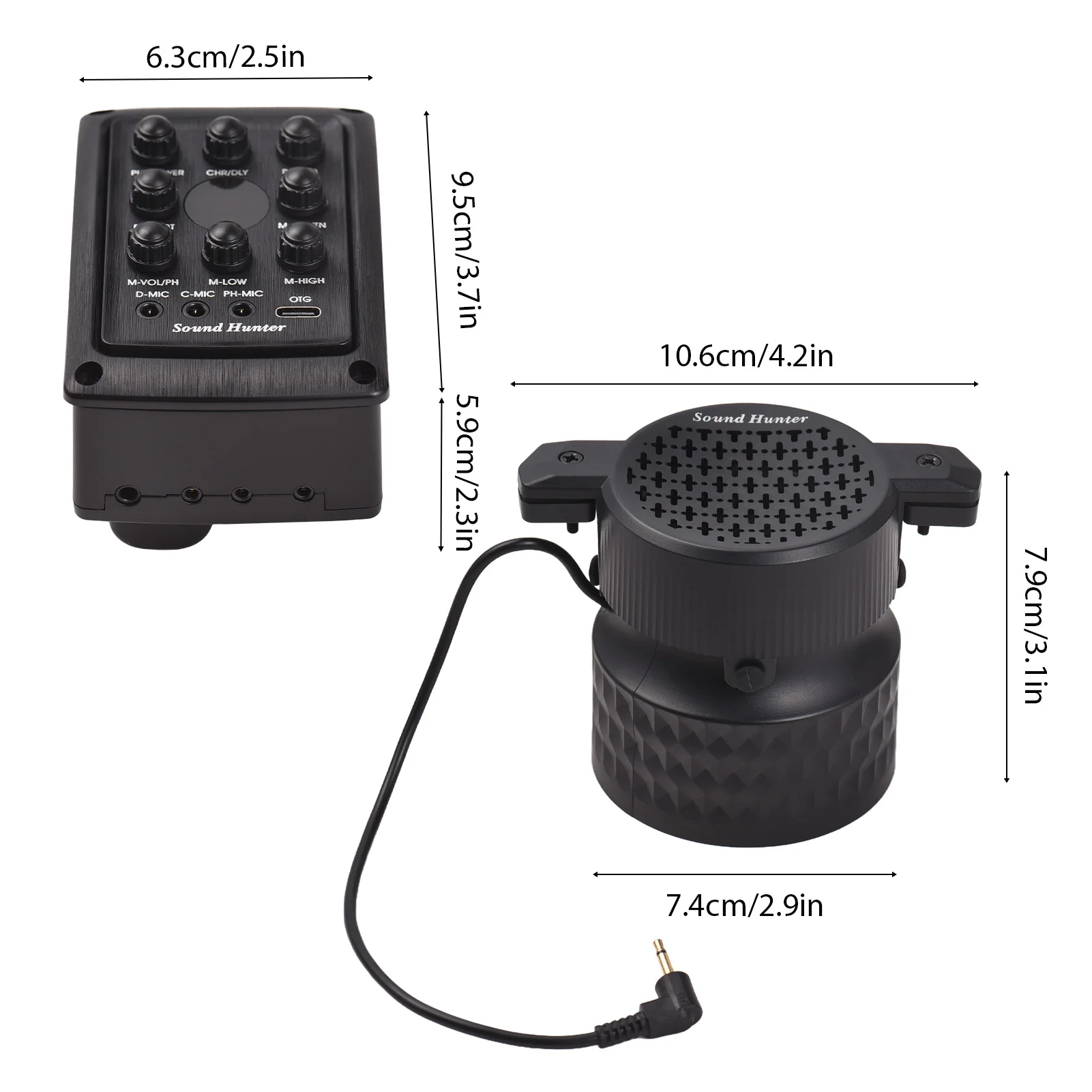 Sound Hunter Guitar Pickup Wooden  8W Speaker Guitar Sound Hole Pickup Board Chorus Delay Reverb functions No Punching Pickup