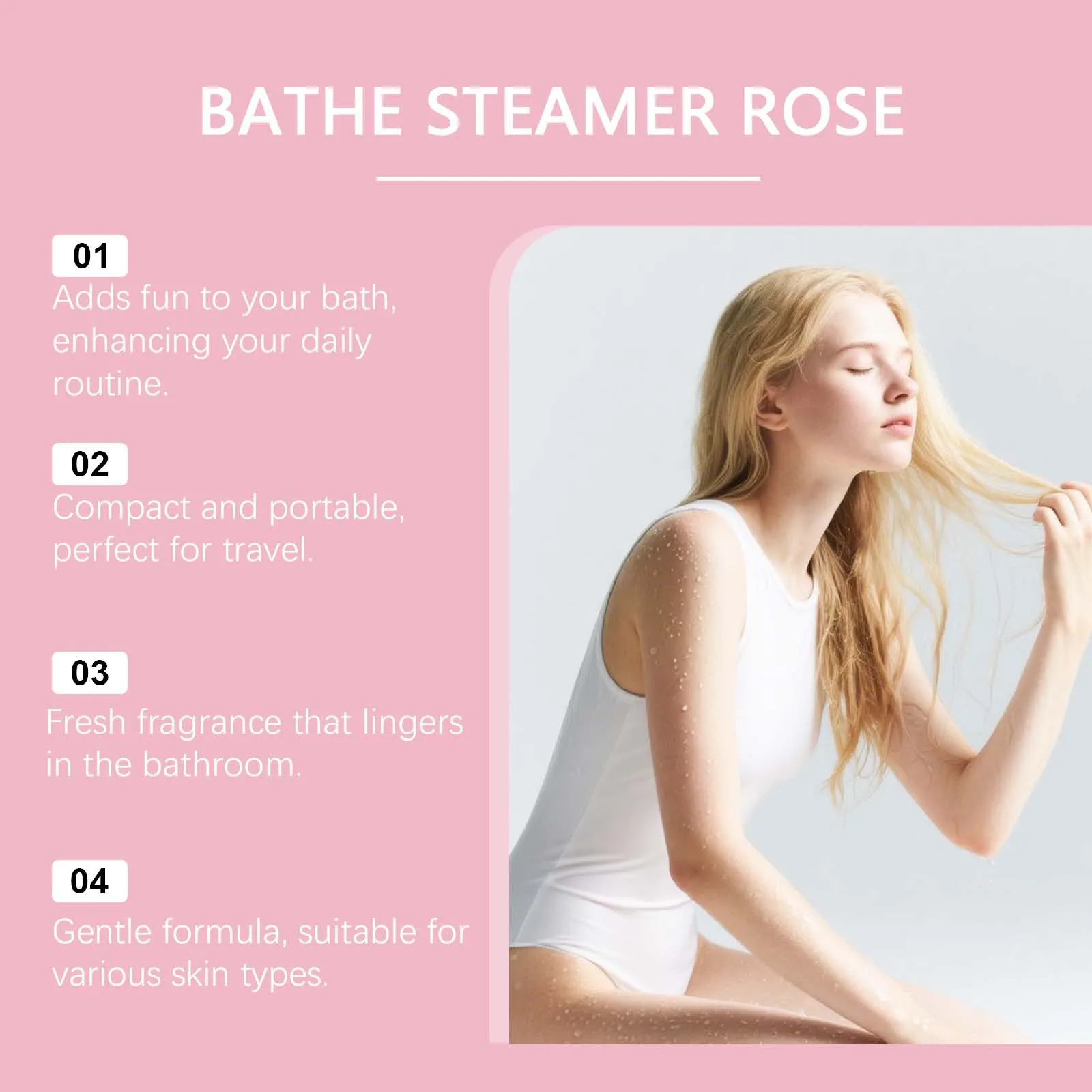 Jaysuing Rose Shower Tablets Clean Skin Relief Tiredness Romantic Aroma Create Relax Bath Experience Aromatherapy Bath Tablets