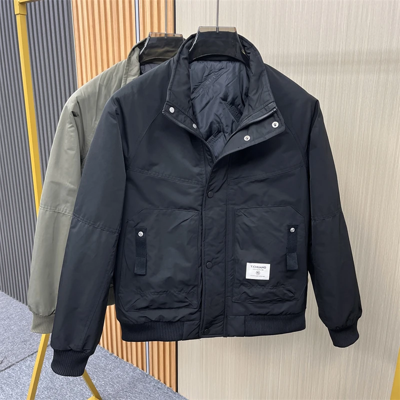 

Мужская куртка из утепленного хлопка с воротником-стойкой, свободного кроя, теплая, модная, осенне-зимняя, новая, рабочая одежда, полиэстер