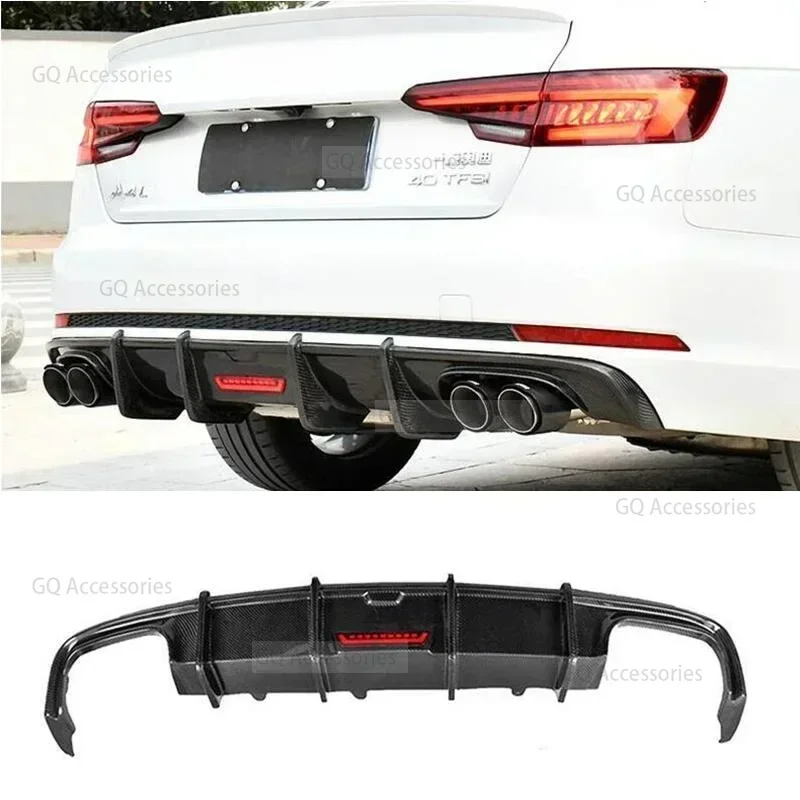 New！ For Audi A4 S Line S4 B9 2017 2018 2019 2020 Real Carbon Fiber Rear Diffuser Kit Lip Spoiler High Quality Refits Splitters