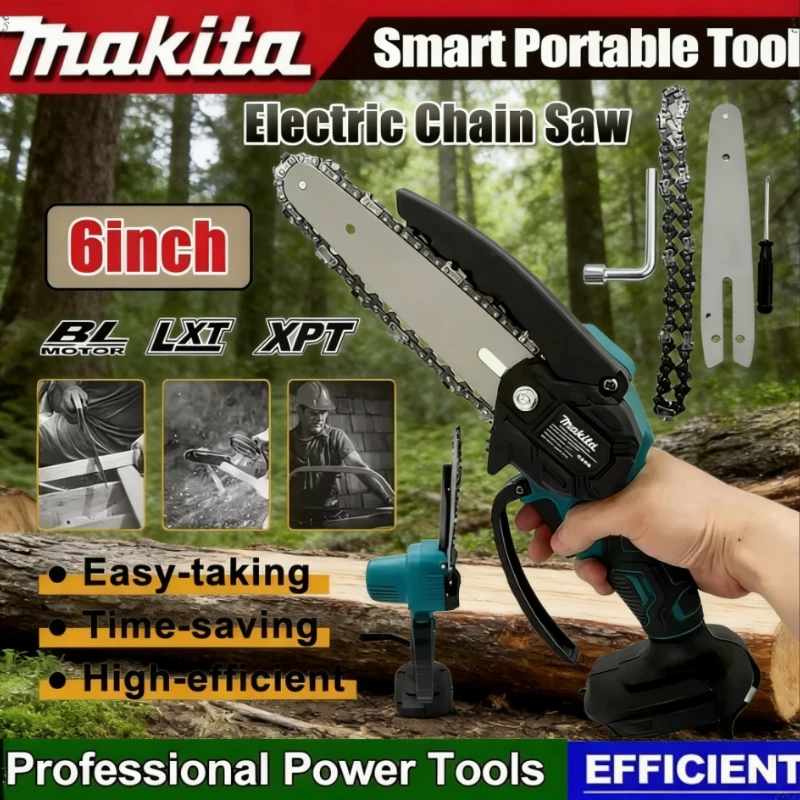マキタ-6-インチチェーンソー電動のこぎりハンドヘルドポータブル木材伐採チェーンソー庭の剪定木材用-18-v-20-v-電動工具