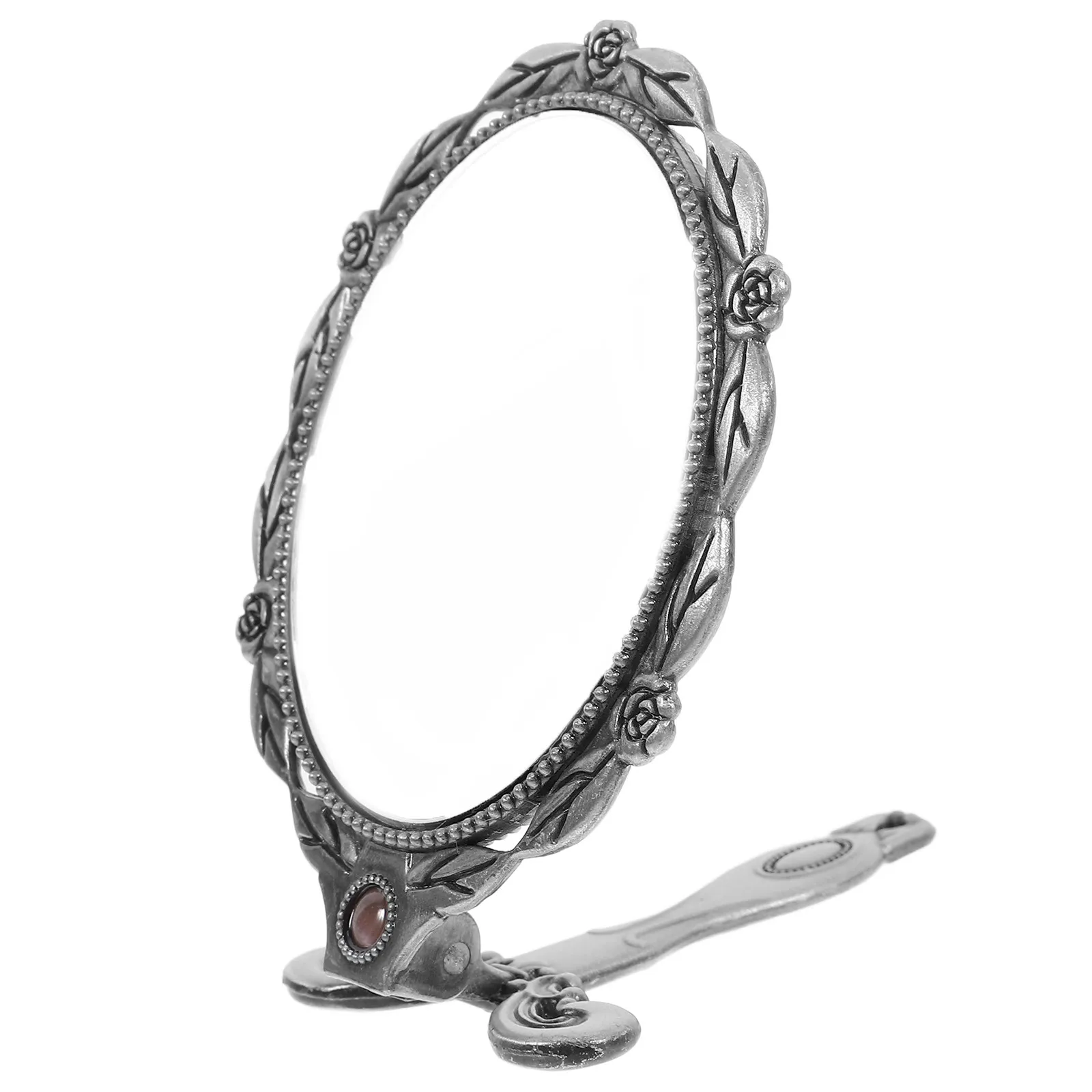 

Handheld Makeup Mirror for Women Vintage Style Lightweight Iron Alloy Glass Surface Portable Mirror for