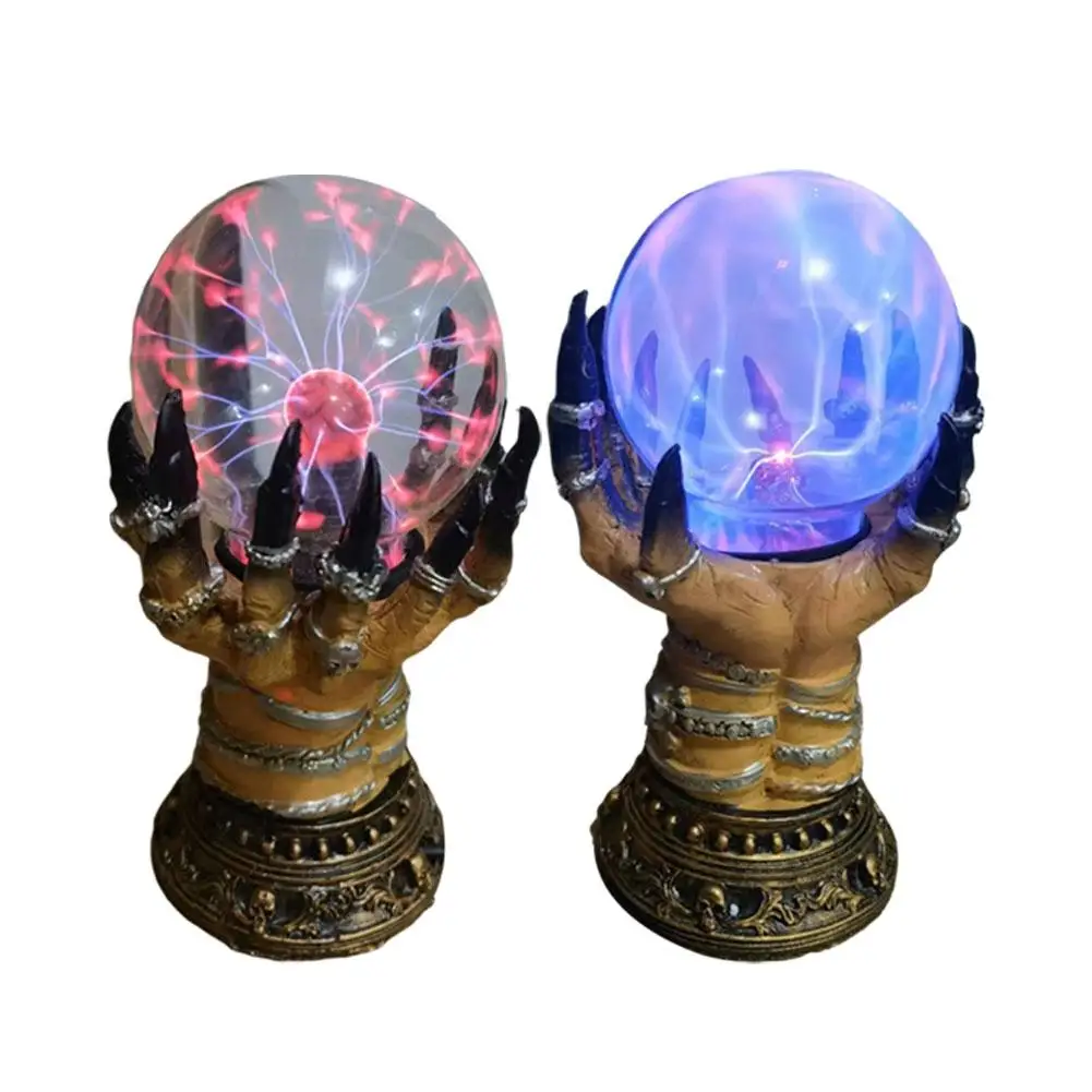 Glowing Deluxe Cellular Crystal Ball Luminous Witch Hand Electrostatic Plasma Light Serve Skull Glowing Witch Ball Spooky Decor