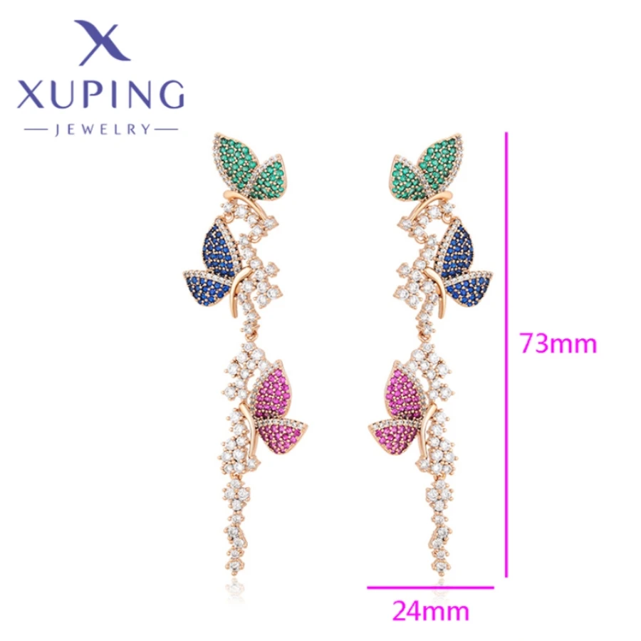 Xuping Jewelry New Fashion High Quality Circular Shape Crystal Stone Gold Color Sag Earring for Women Schoolgirl Gift X000689423