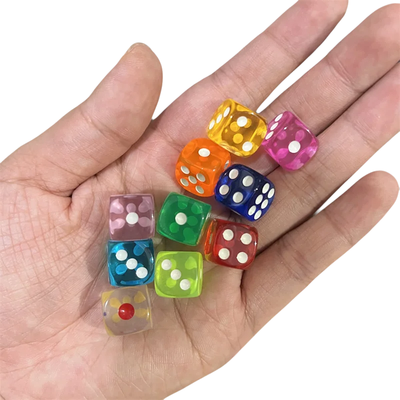 Mini 12mm Clear Transparent Dice Set - 16 Colors, Small Size for Board Games and RPG