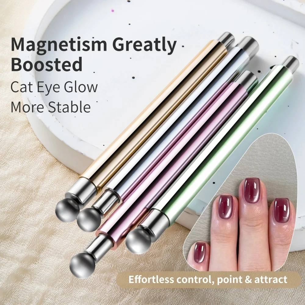 Cat Eye Nail Art Magnetic Stick With Ball Magnet Double Head Cylindrical Strong Magnet Pen UV Gel Nail Manicure Design DIY Tools