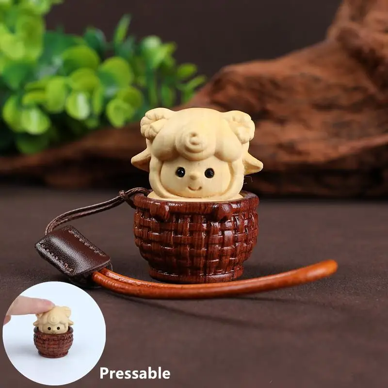 Wooden Sheep Keyboard Fidget Clicker Stress Relief Toy Portable Keychain Sensory Toy for Adults Waiting Time Killing