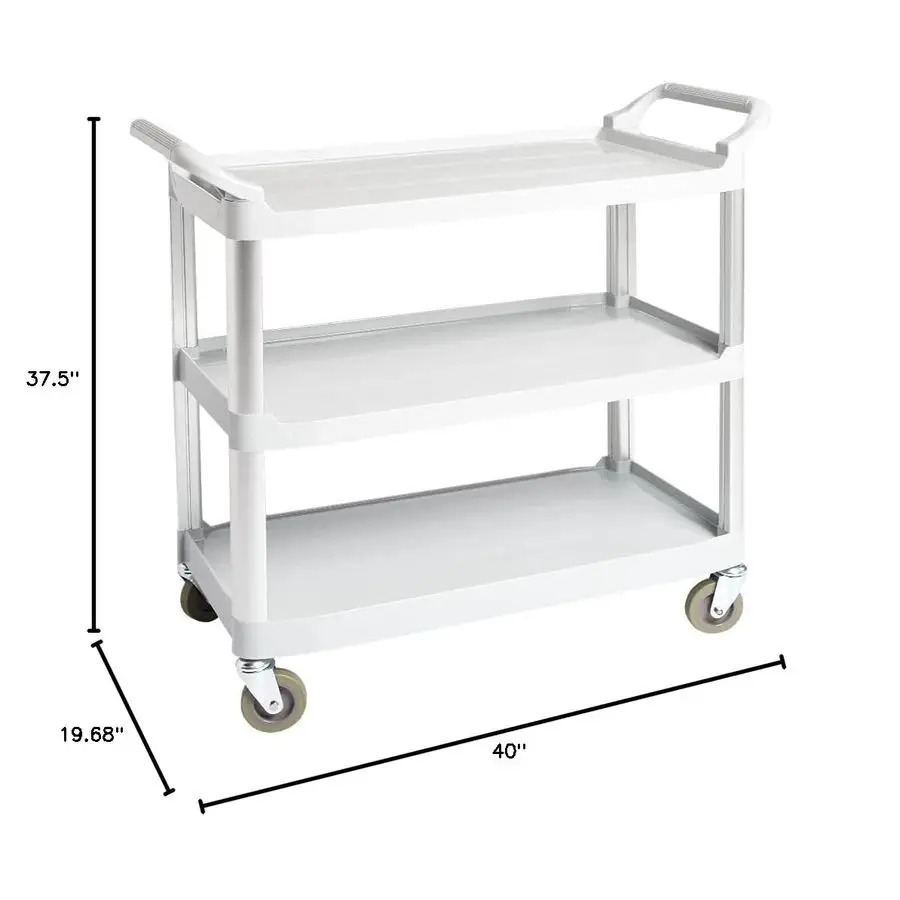 عربة أدوات ذات 3 أرفف بسعة تحميل 400 رطلاً، حركة سلسة، رمادي