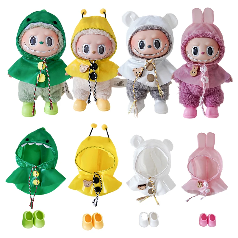 

For 17 cm labubu v1/v2/v3 clothes summer dopamine doll clothes raincoat for Labubu Outfit DIY Labubu Replacement