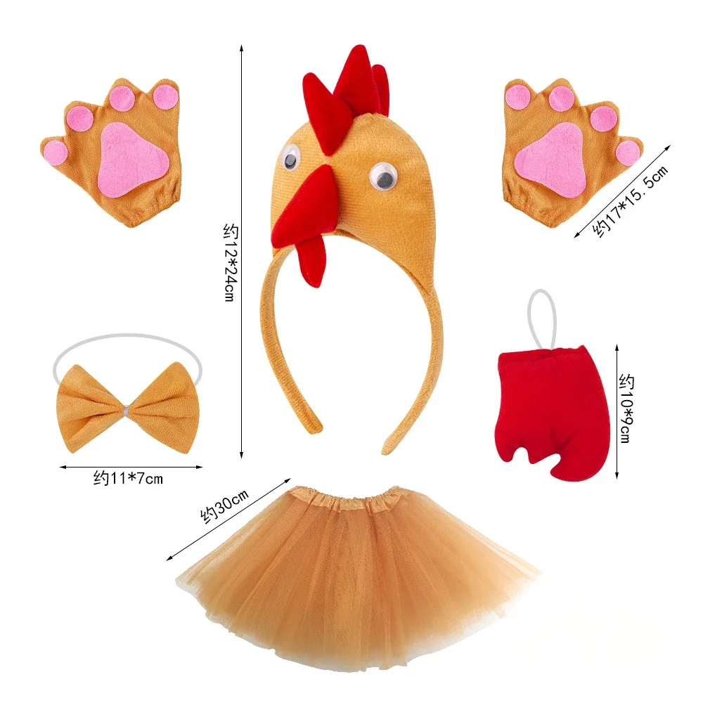 Christmas Halloween Children Girl Women Party Kids Chick Chicken Hen Rooster Animal Costume Headband Skirt Tail Tutu Cosplay