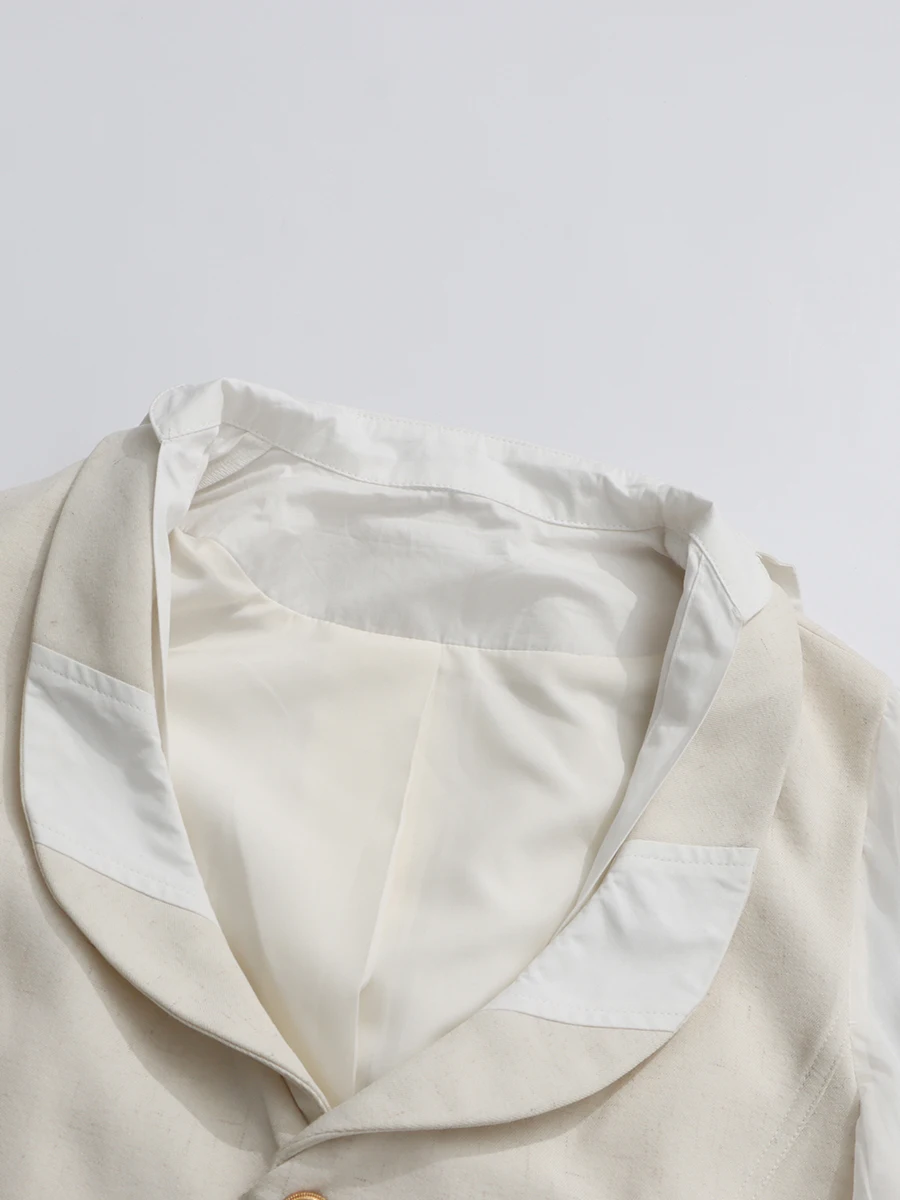 CHICEVER البيج المشمش تقسم أزرار سترة الإناث التلبيب فانوس كم فضفاض فاخر المرأة السترات الخريف موضة نمط جديد #5