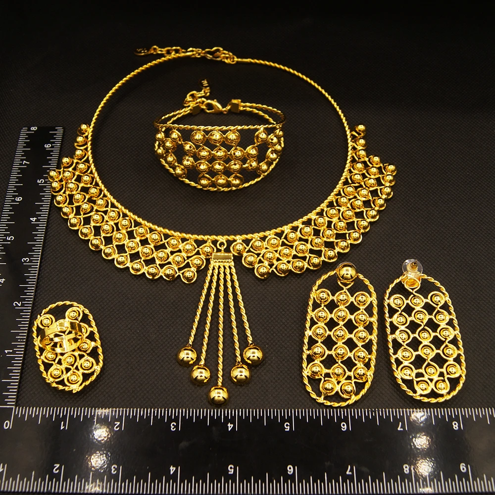 Yulaili Brazilian style gold plated exquisite jewelry set beads pendant auspicious peace elegant rich elderly mother gift choice