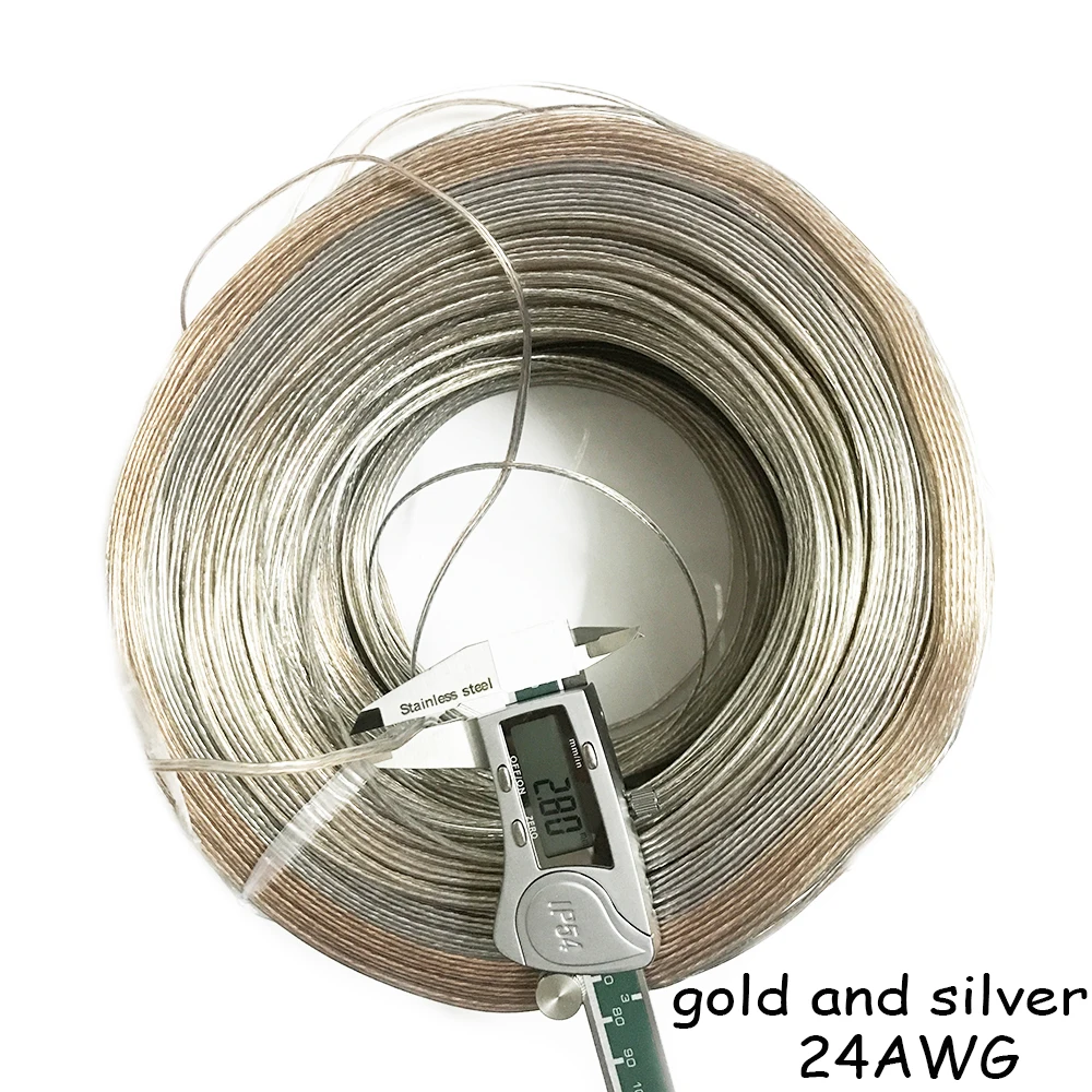 30 Meters UL2468 26 24 22 20AWG PVC Tinned Bare Copper Cord Gold and Silver Audio Speaker Cable 2468 Transparent Parallel Line