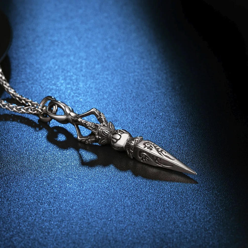 Six Character Truth Charm Pestle Necklace Male Trendy Tiktok Retro Buddha Vajra Pestle Pendant Male Hip-Hop Personality Trendy M