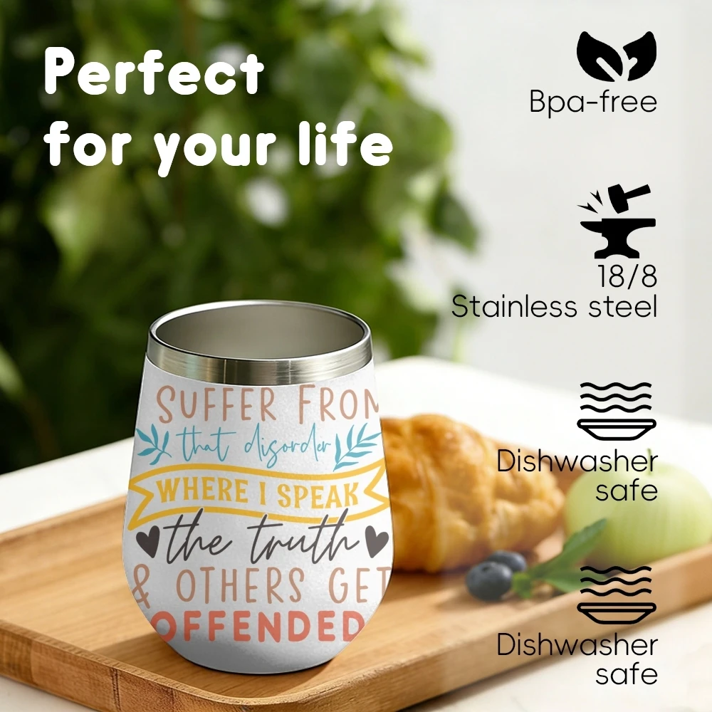 Encouraging Statements Design Vacuum Flasks 12oz Insulated Wine Tumbler Vacuum Coffee Mug Egg Shape Thermos Cup