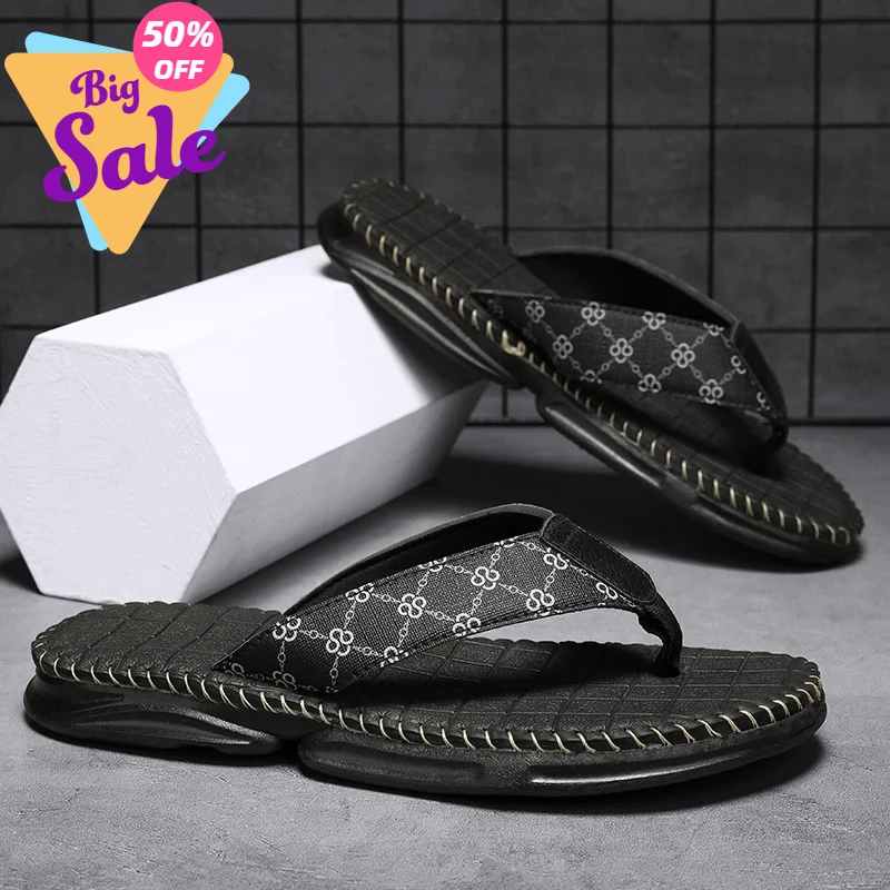

Летние шлепанцы 2026, мужские классические универсальные комфортные тапочки премиум-класса