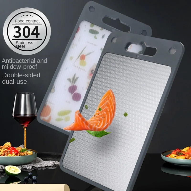 

Stainless steel/PP double-sided cutting board, household kitchen antibacterial and anti-mildew chopping board