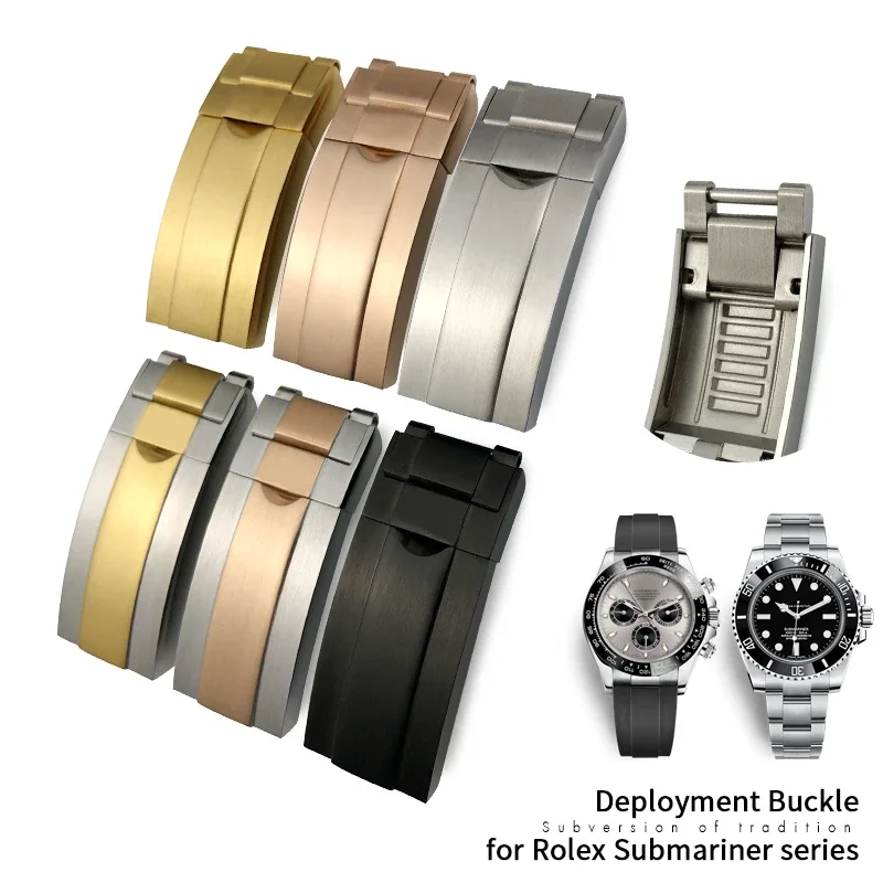 9mm 16mm Stainless steel folding buckle glide lock for Rolex submariner Oysterflex Daytona GMT watch band strap Deployment clasp