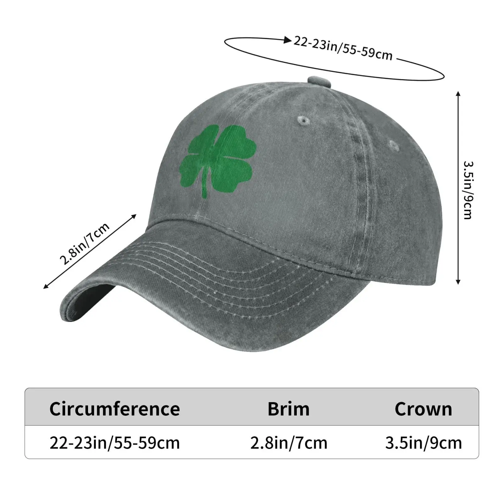 Green 4 Leaf Clover Hat Baseball Cap Washed Dad Trucker Hat Cowboy Hat