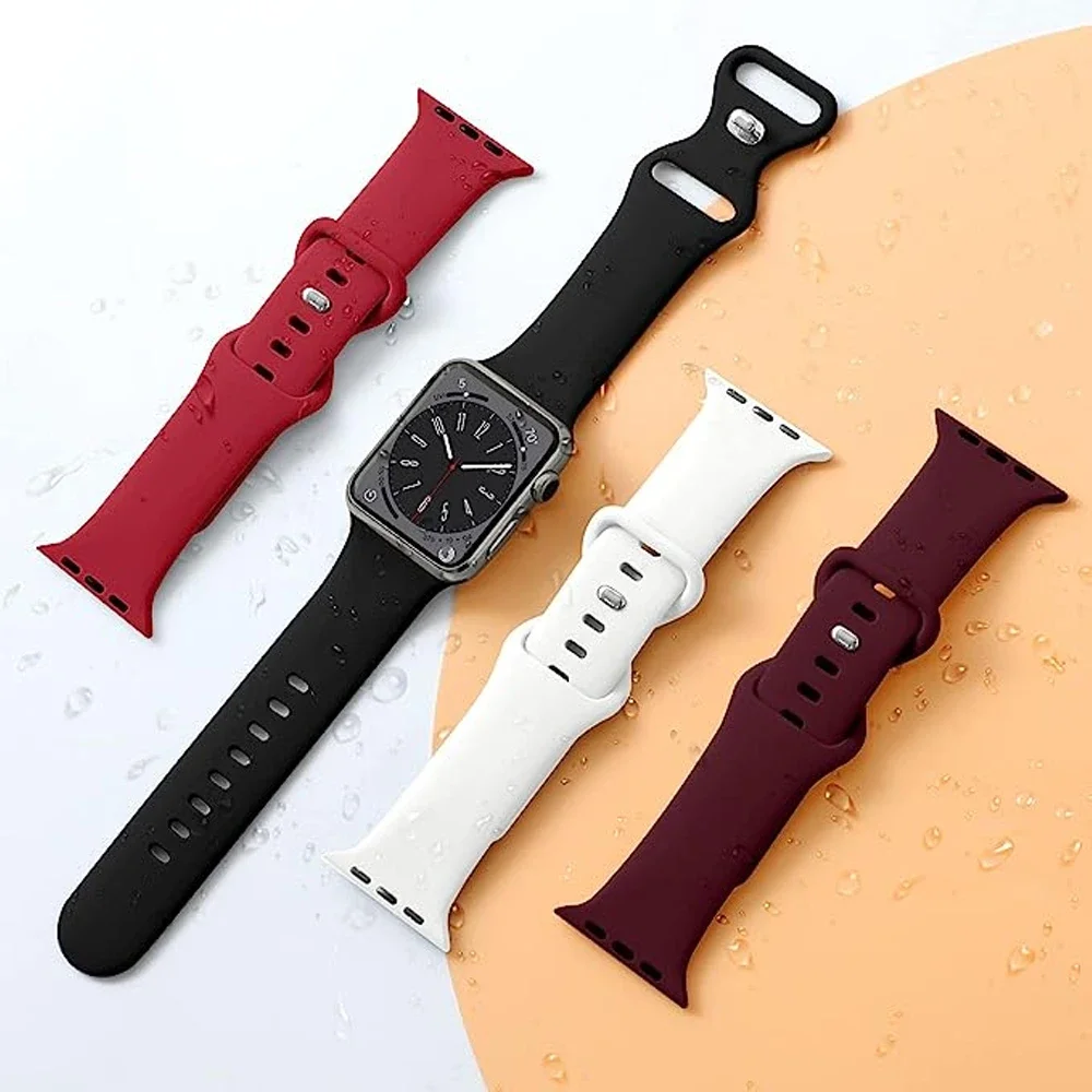 Soft Silicone Strap for Apple Watch Band Ultra 49mm 44mm 40mm 45mm 41mm 42/38mm Women and Men Sport Loop for iWatch Band 8765 SE