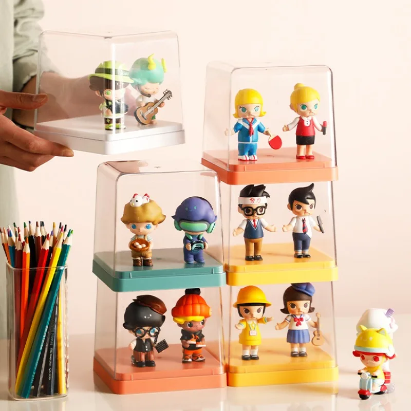 

1/3pcs Doll Model Storage Box for POP MART Transparent Acrylic Display Box Dustproof Desktop Box with Lid Stackable Display Box