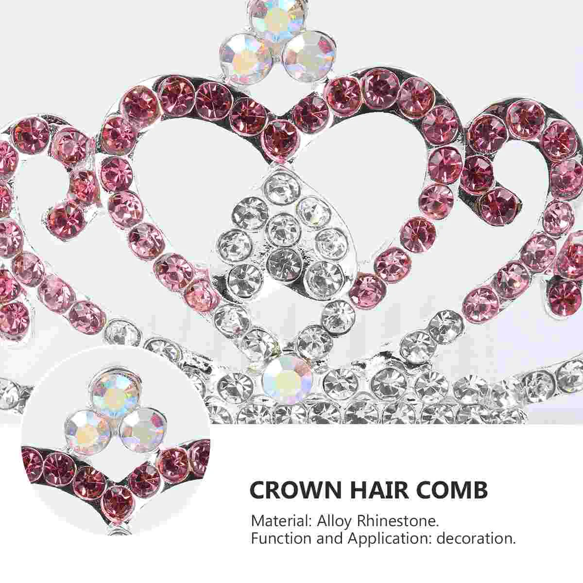 4 PCS Hair Clips for Girls Crown Comb Headwear Shaped Delicate Headdress Hairpin Rhinestone Studded Toddler