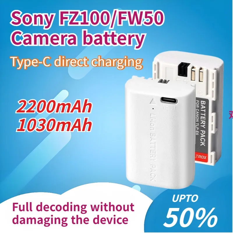FZ100 FW50 Camera Batteries for Sony A7M4 M3 ZVE Mirrorless Cameras Full Decoding Without Damaging The Device Type-C Charging