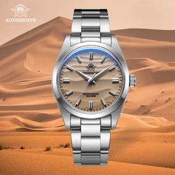 Reloj ADDIESDIVE de 36mm de la mejor marca para hombre, esfera del desierto, espejo de burbuja, cubierta de olla de cristal, 10bar, resistente al agua, reloj de pulsera de cuarzo para deportes al aire libre