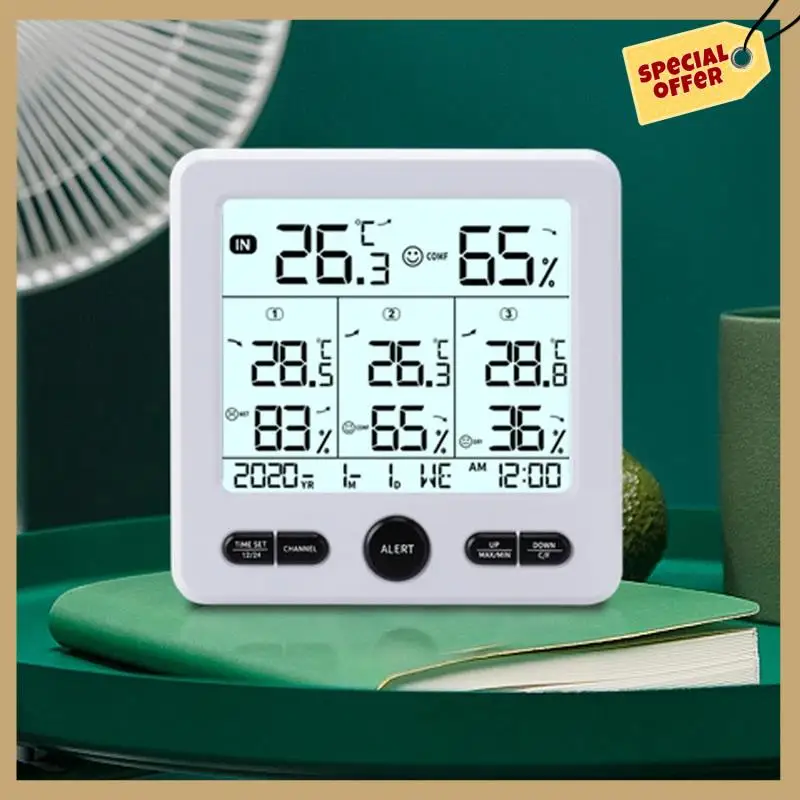 Estação meteorológica interna/externa sensores sem fio termômetro digital higrômetro display lcd led termômetro (branco) fácil instalação