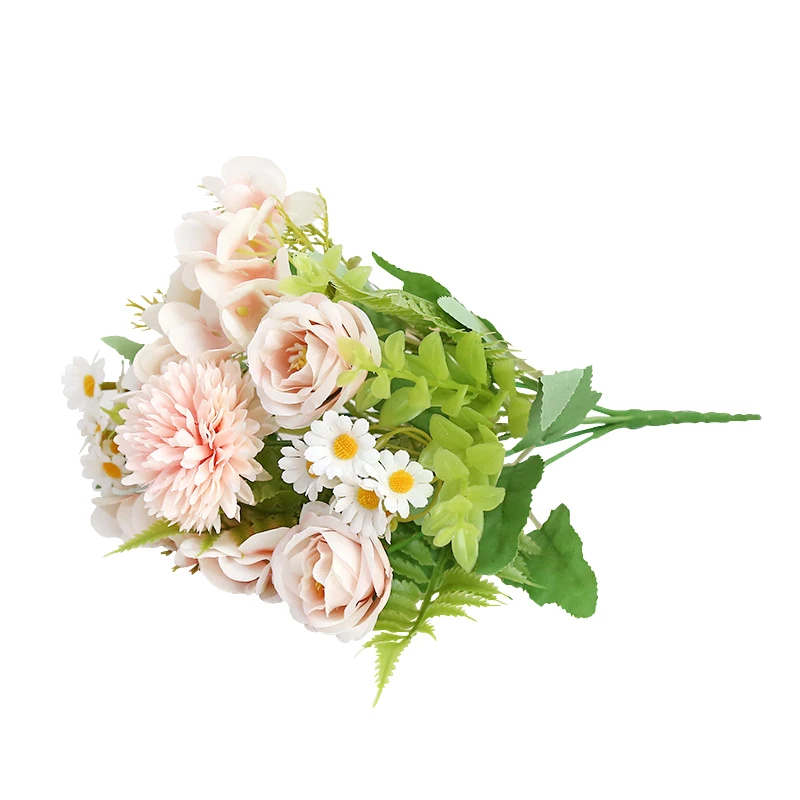 New Multicolor Mixed Flower Beautiful Pink Artificial Flower Hydrangea Dandelion SilkFake BouquetHome Wedding Decoration