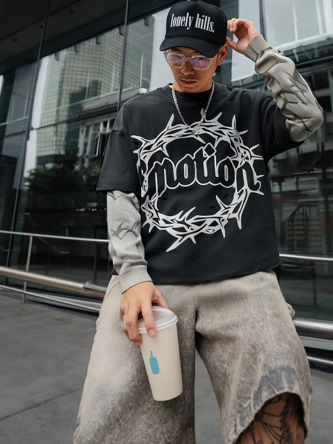 

Американский ретро-стиль, комбинированный дизайн, имитация двухслойного платья, длинный рукав, осенний хлопковый топ в стиле INS, круглый вырез...