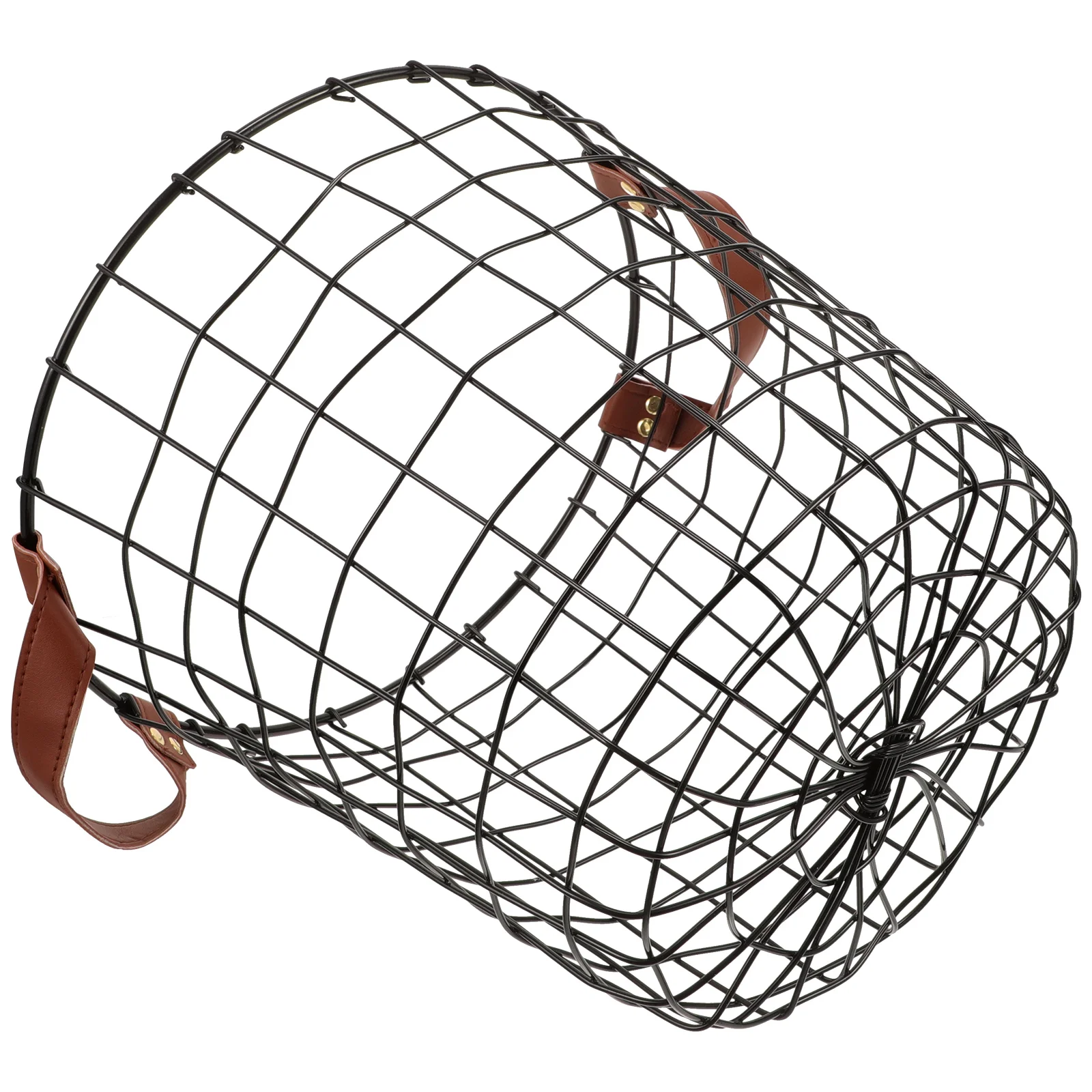 Cesta de leña de hierro forjado, mango portátil de gran capacidad, diseño redondo, fuerte y resistente, organizador de Metal para almacenamiento de chimenea