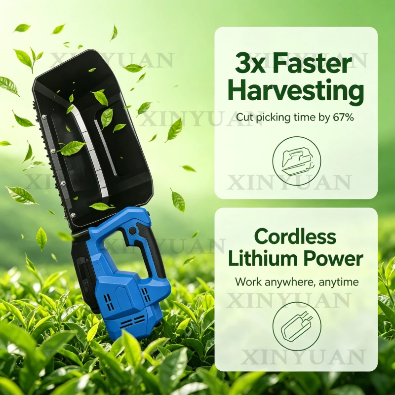 Portable Battery Wireless Tea Plucker, Tea-Picking Machine, 6 Variable Speed Brushless, Rechargeable Lithium Battery