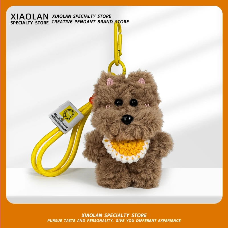 Westie – porte-clés chiot en peluche douce, mignon, ornements de voiture, décoration de sac à dos, Mini poupée au Crochet faite à la main, cadeau d'anniversaire