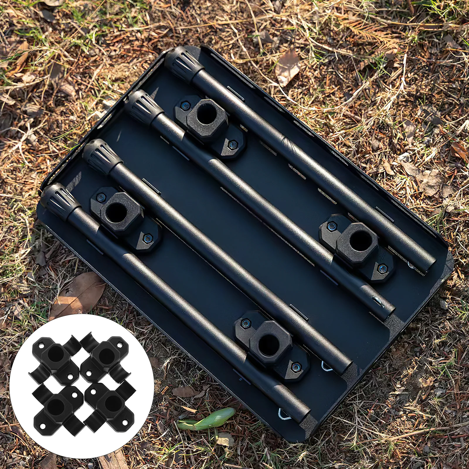 

4Pcs Table Leg Connectors Heavy Duty Furniture Mounting Plates for Foldable Chairs Stools Camping Tables Wear Resistant Fixing